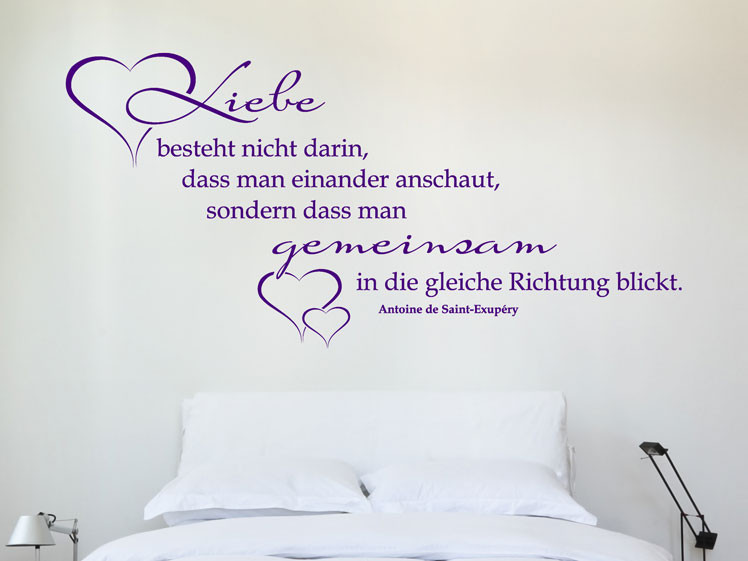 Hochzeit Zitat
 Liebe Wandtattoo Liebe Saint Exupery Zitat bei Wandtattoos