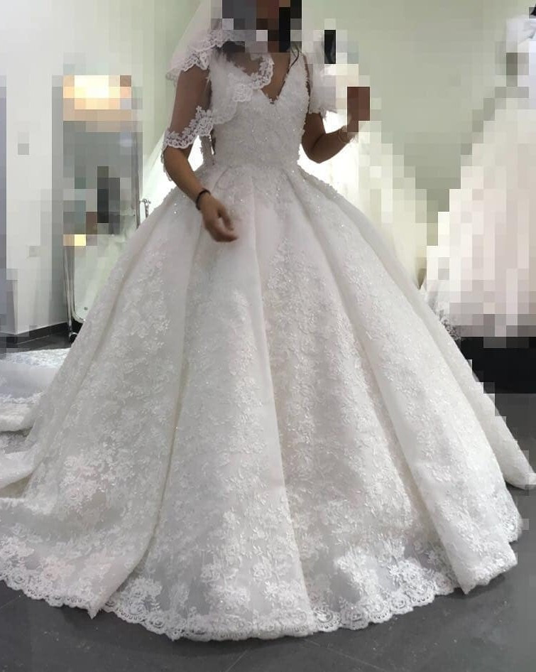 Hochzeitskleid Günstig
 Luxus Weiße Brautkleider Spitze Prinzessin Hochzeitskleid