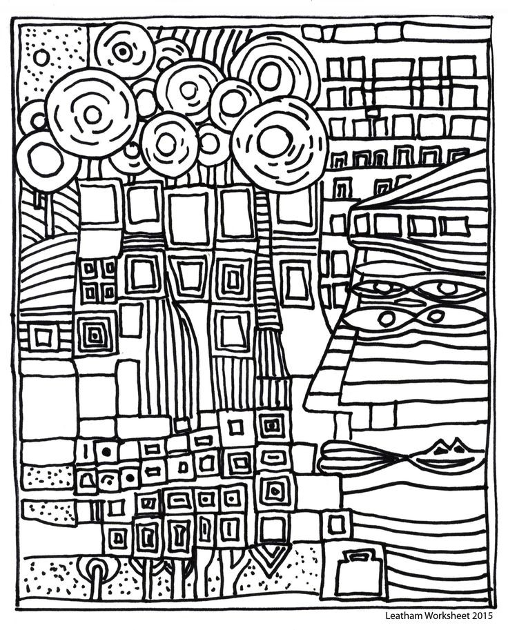 Hundertwasser Ausmalbilder
 Hundertwasser Style line art Feel free to use it