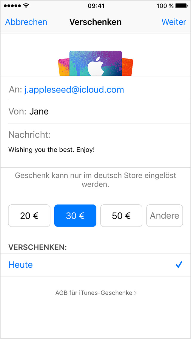 Itunes Geschenke
 iTunes Geschenk senden Apple Support