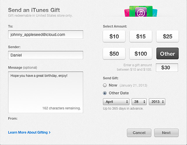 Itunes Geschenke
 iTunes iTunes Geschenke versenden Apple Support