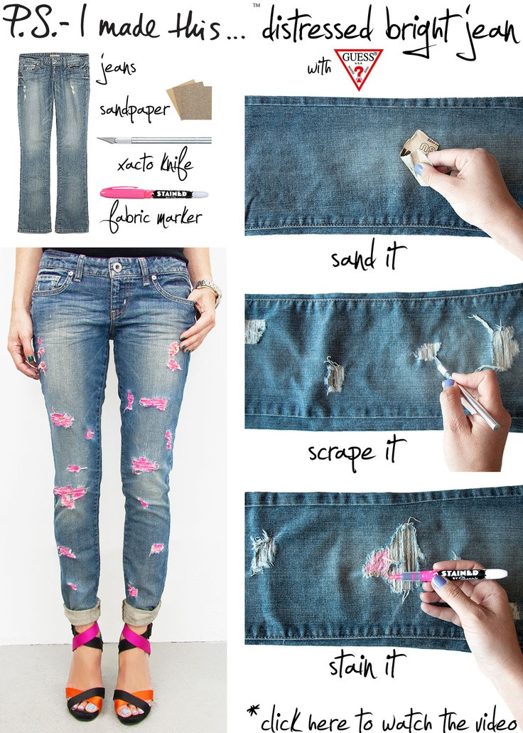 Jeans Diy
 DIY stained ripped jeans Fashion DIY