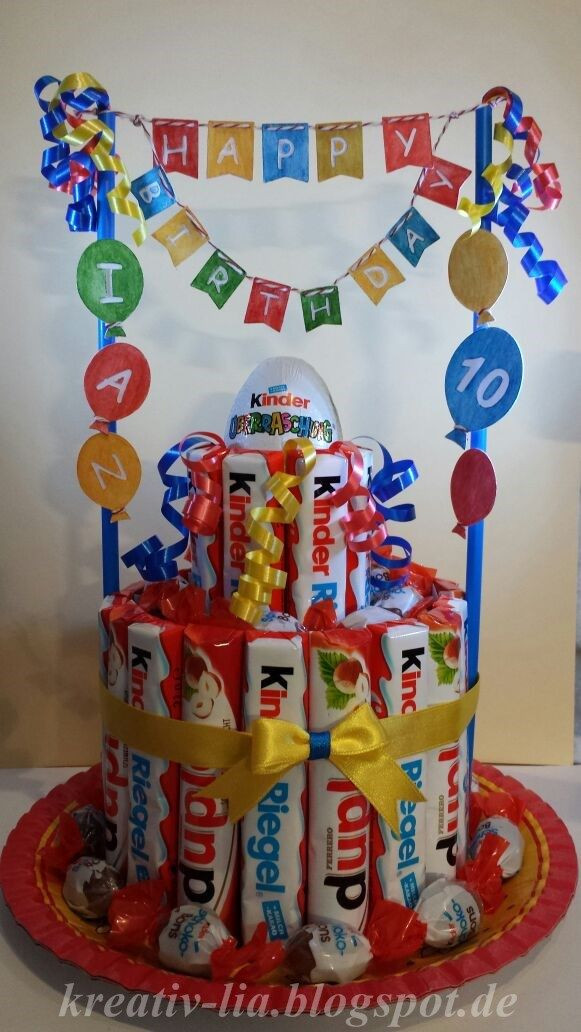 Kinder Geburtstagsgeschenke
 Die besten 25 Kinderriegel torte Ideen auf Pinterest