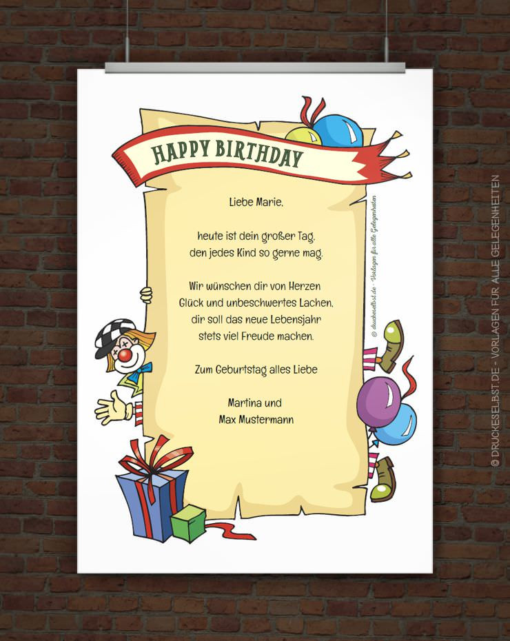 Lustige Geburtstagskarten Zum Ausdrucken
 Drucke selbst Kostenlose Geburtstagskarte Happy Birthday