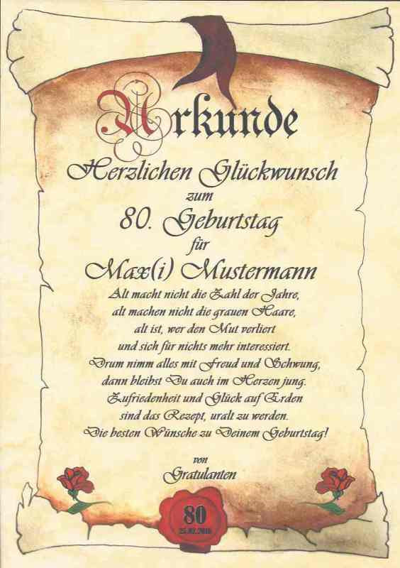 Lustige Geschenke Zum 60
 UR35 Urkunde zum Geburtstag 40 50 60 70 80 90