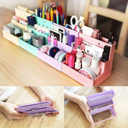 Make Up Organizer Diy
 DIY Folding Paper Cardboard Storage Box Makeup Cosmetic