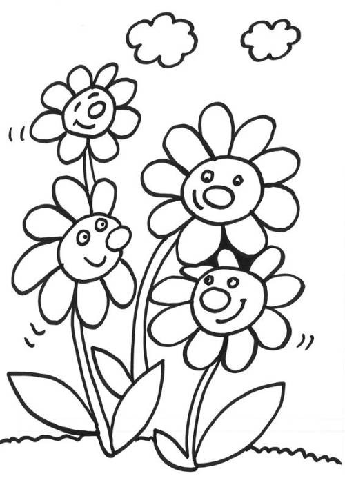 Malvorlagen Blumen Zum Ausdrucken
 Kostenlose Malvorlage Blumen Vier lachende Blumen zum