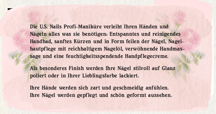 Maniküre Pediküre Düsseldorf
 U S Nails • Nagelstudio • Nagelmodellage Maniküre
