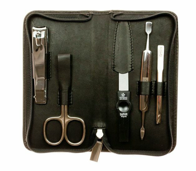 Maniküre Set Leder
 Pfeilring 5pc Manicure set – Black Leather Case – NEW
