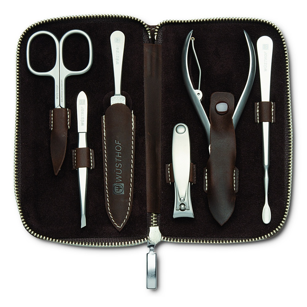 Manikure Set
 Wusthof 7 Piece Manicure Set Brown Leather at Swiss
