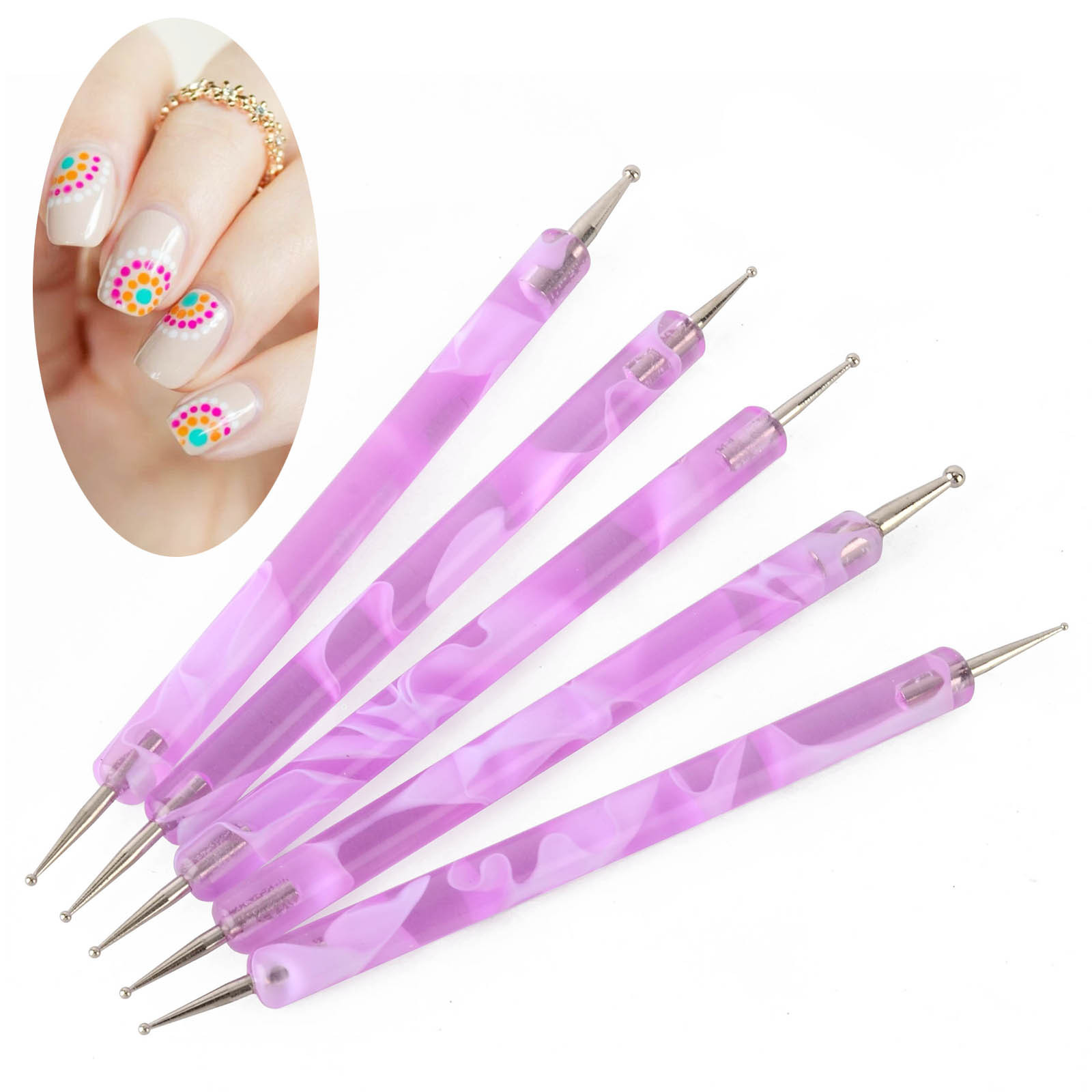 Maniküre Werkzeug
 5tlg Nagel Nail Art Design Dotting Pinsel Pen Set