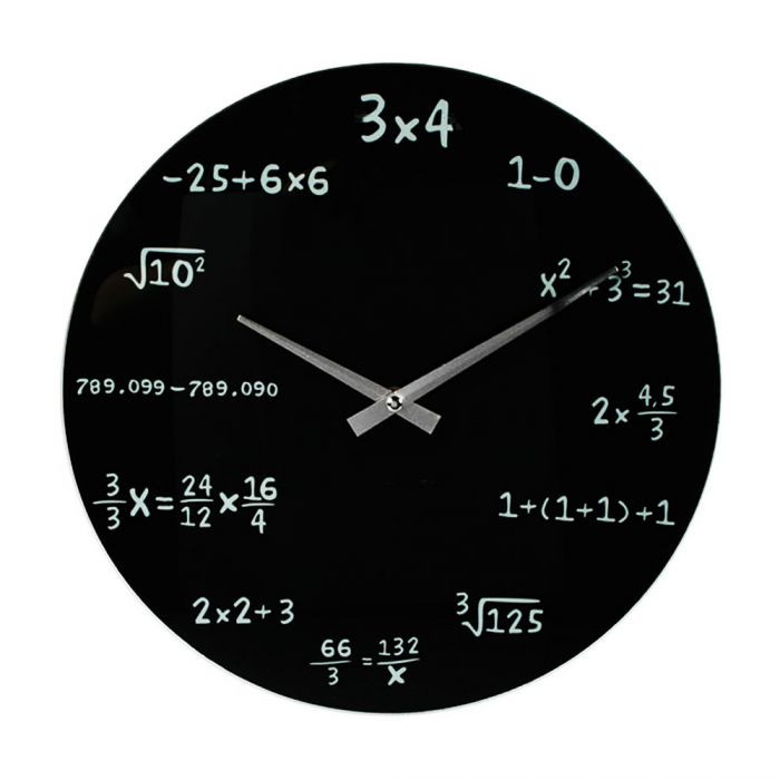 Mathe Geschenke
 Mathe Uhr Wanduhr aus Glas Zeitanzeige als Rechenaufgaben