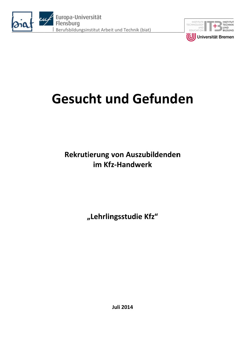 Meisterwissen Im Kfz-Handwerk
 PDF Gesucht gefunden Rekrutierung von Auszubildenden