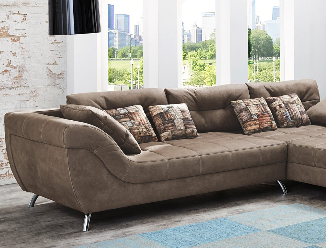 Microfaser Sofa
 Wohnlandschaft Sancho 355x218 cm Mikrofaser hellbraun