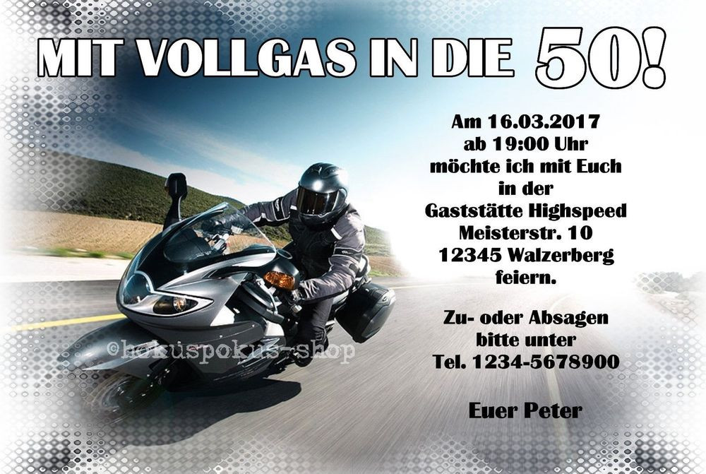 Motorrad Geburtstagsbilder
30 Einladungskarten Geburtstag Motorrad Biker Einladungen