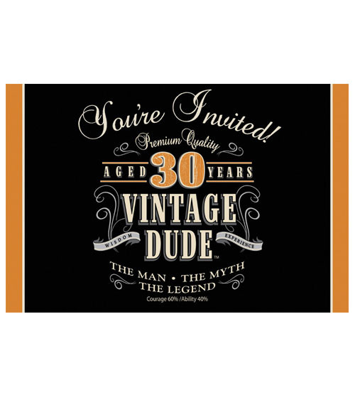 Motto Geburtstagsparty
 Einladungskarten "Vintage Dude 30 Geburtstag" 8 Stück