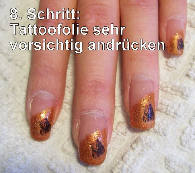 Nageldesign Anleitung Step By Step
 Bild tattoos auftragen Step by Step Tiger Anleitung