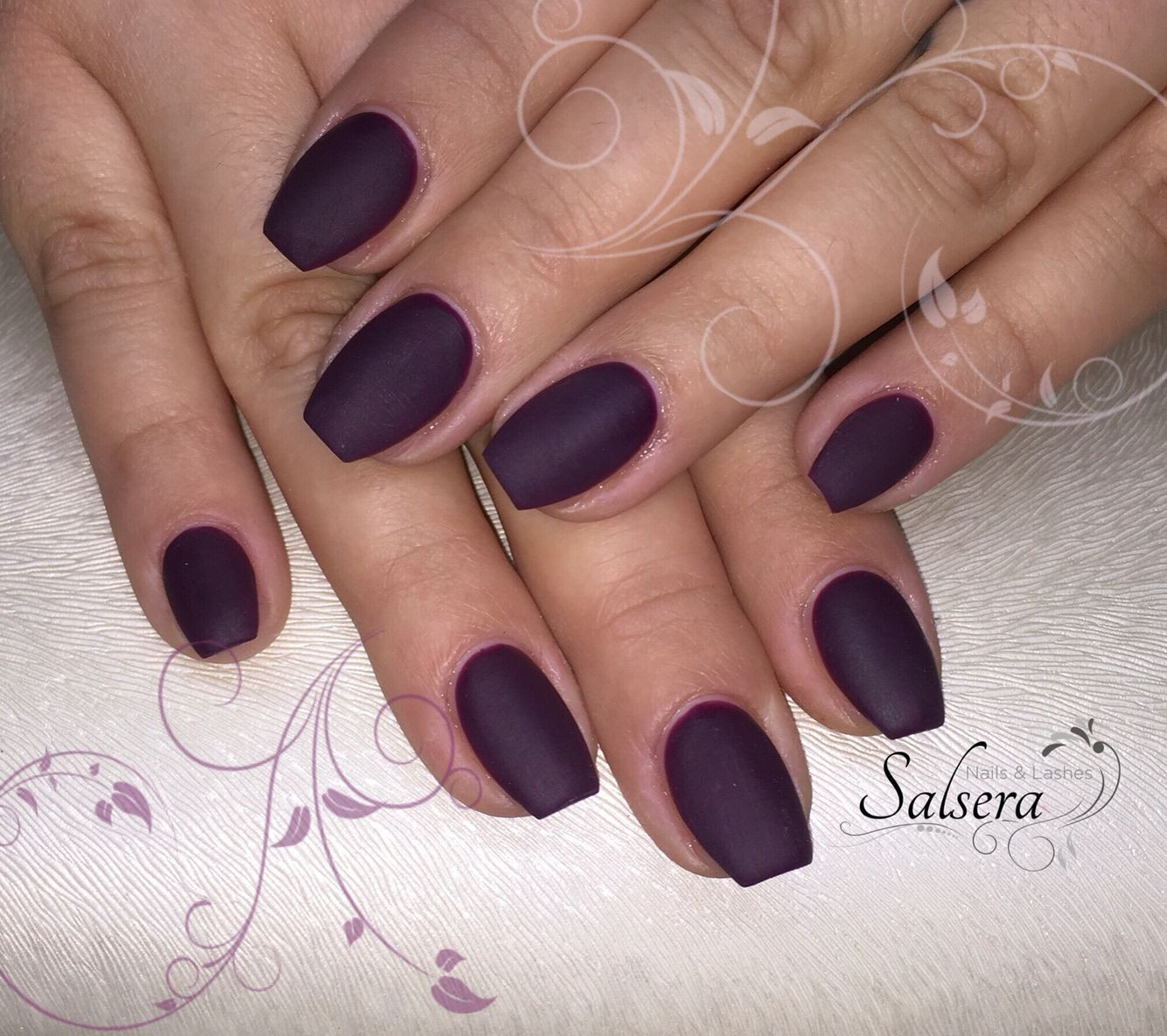 Nageldesign Ballerina
 Nails Nägel Ballerina matt plum lila Bordeaux