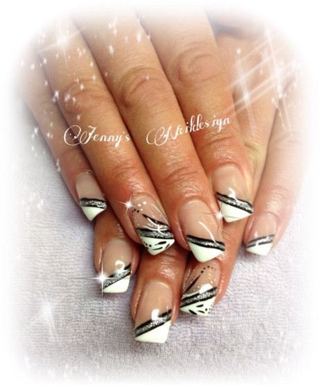 Nageldesign Bilder Weiß Silber
 Nageldesign silber weiß