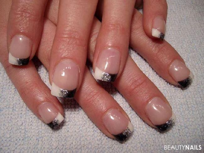 Nageldesign Bilder Weiß Silber
 schwarz weiss Nageldesign