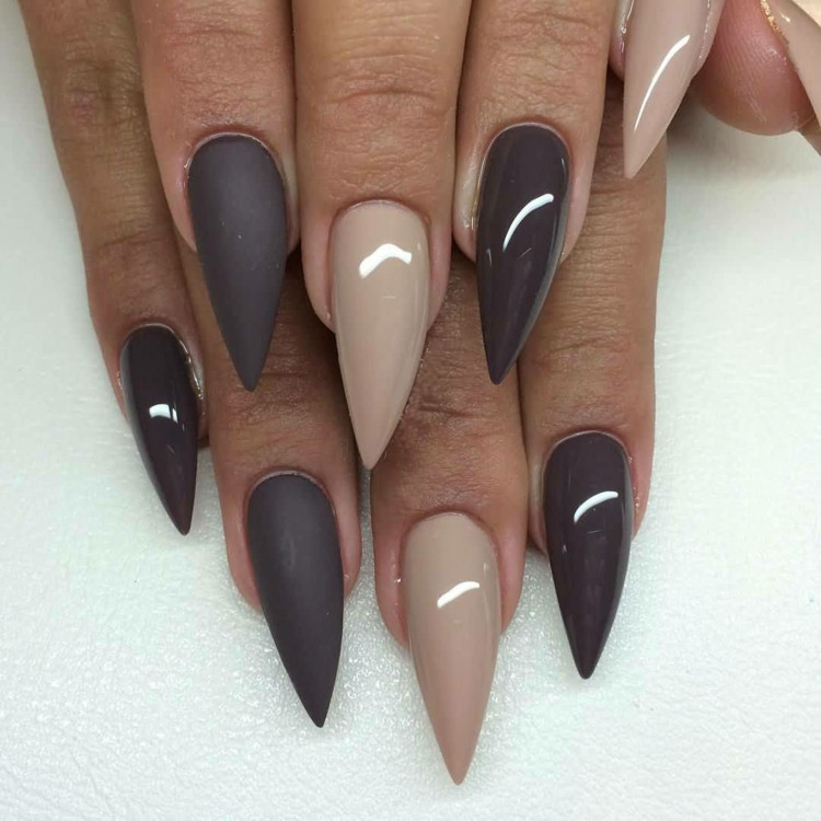 Nageldesign Braun Beige
 Stiletto Nails 30 tolle Ideen für extravagante und