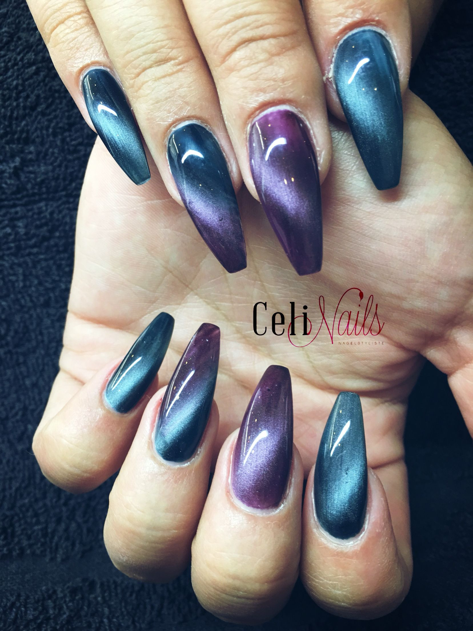Nageldesign Cateye
 Purple cateye nails Nail design in 2019