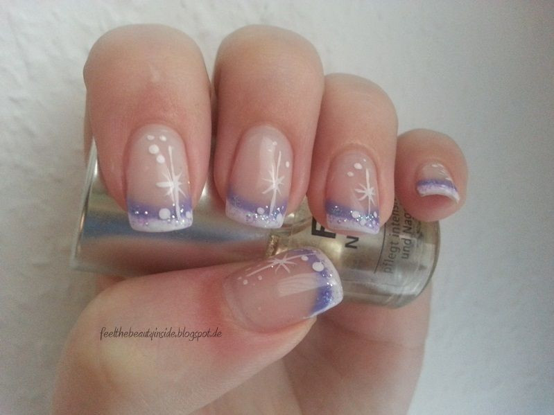 Nageldesign French Lila Glitzer
 Feel the beauty inside Nageldesign Winter French in weiß