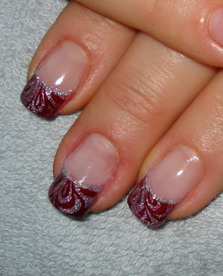 Nageldesign French Rot
 Nageldesign french rot