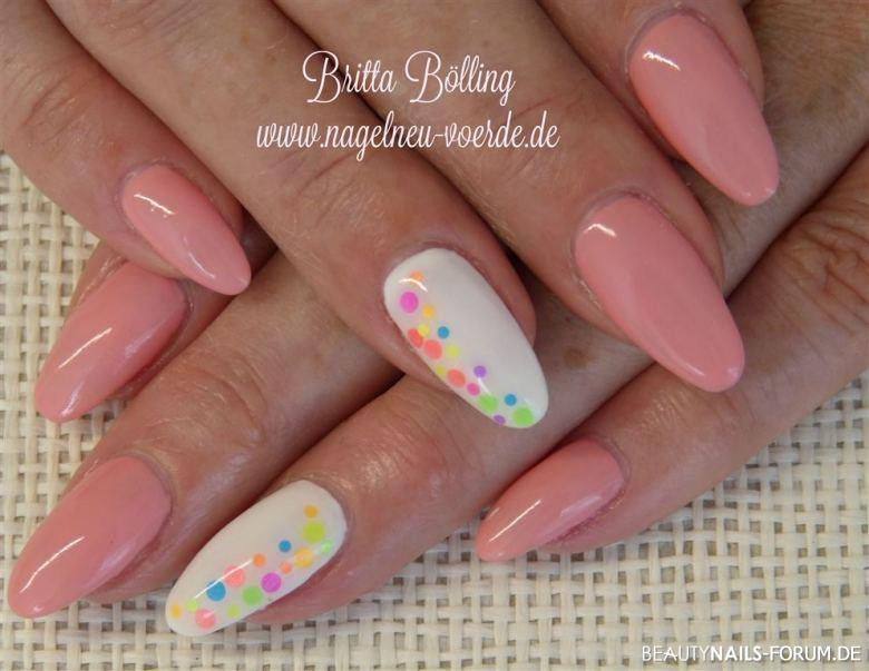 Nageldesign Frühling Fullcover
 Gel Fullcover bunt mit Konfetti Sommer