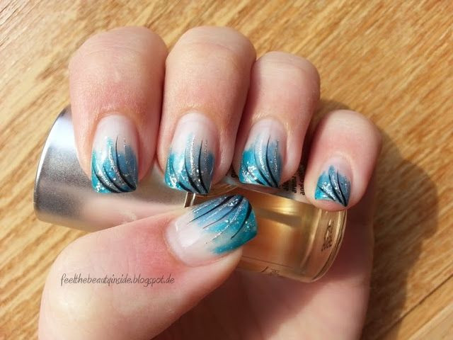 Nageldesign Glitzer Türkis
 Die besten 25 Nageldesign streifen Ideen auf Pinterest