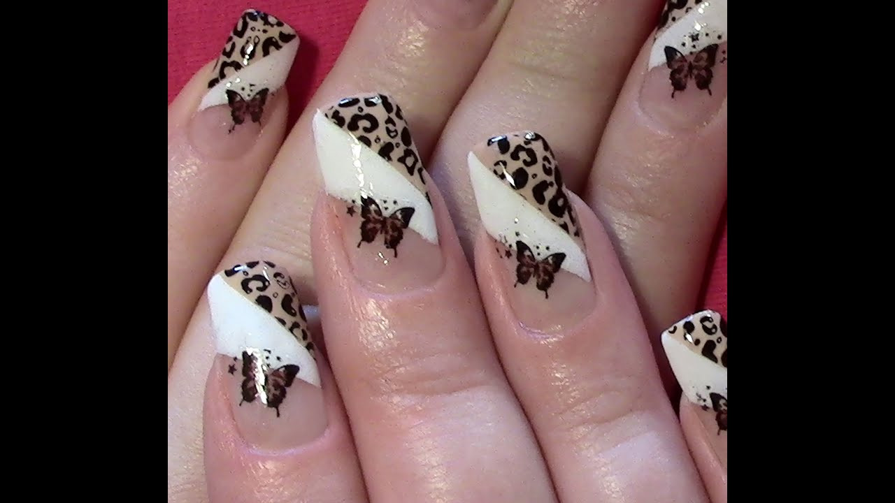 Nageldesign Leopard
 Leo Schmetterling Nageldesign selber machen Nail Art