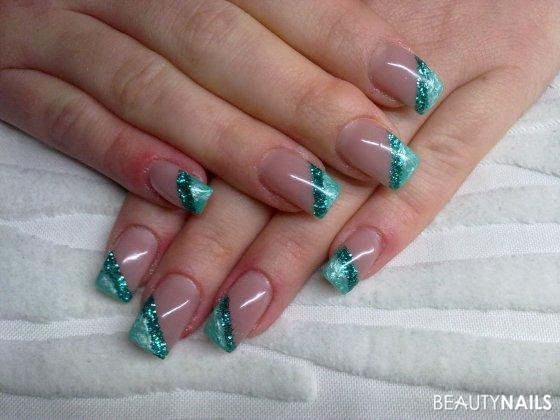 Nageldesign Mint
 french metallic mint Nageldesign