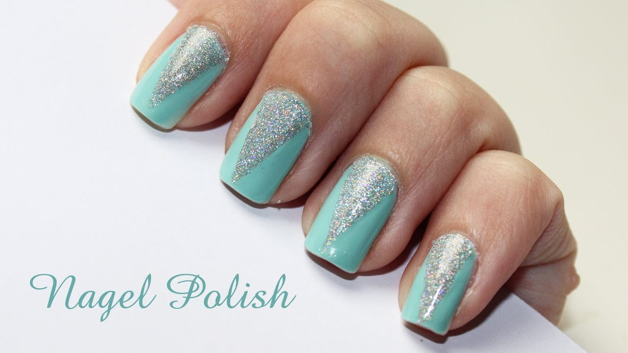 Nageldesign Pastell Glitzer
 Türkis Glitzer Nageldesign Tutorial