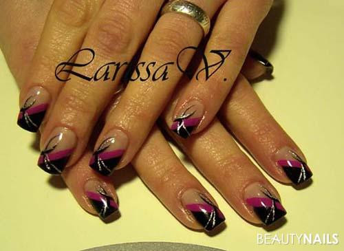 Nageldesign Pink Schwarz
 schwarz pink Nageldesign