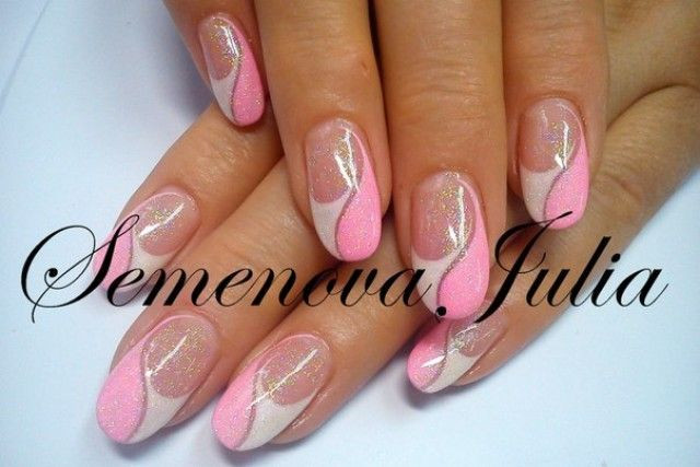 Nageldesign Pink Weiß
 Naildesigne Yulia 2014 Pink Weiß Oval