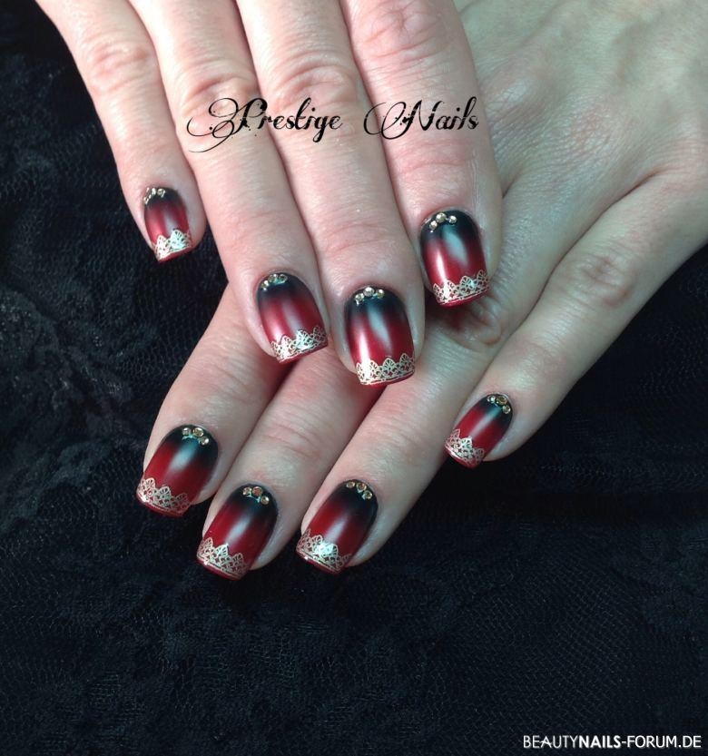 Nageldesign Rot Schwarz
 Orientalisches Design Nageldesign