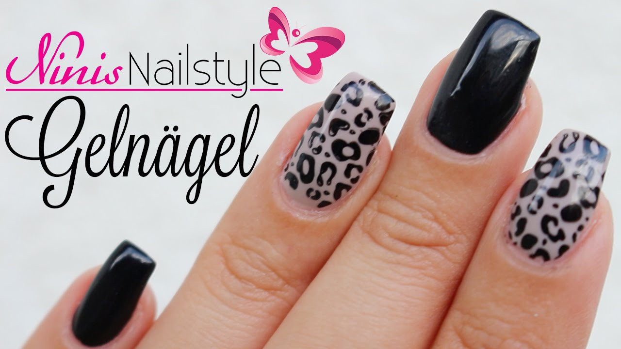 Nageldesign Starterset Test
 GELNÄGEL – Schwarz Nude & Leopardenmuster NAGELDESIGN