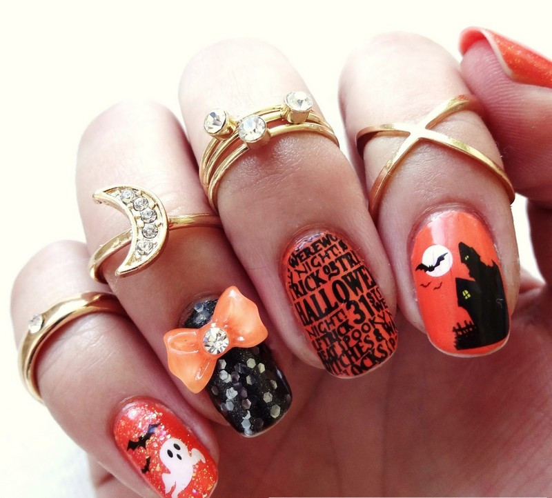 Nageldesign Totenkopf
 Nailart Bilder 50 Ideen für Halloween Nageldesign