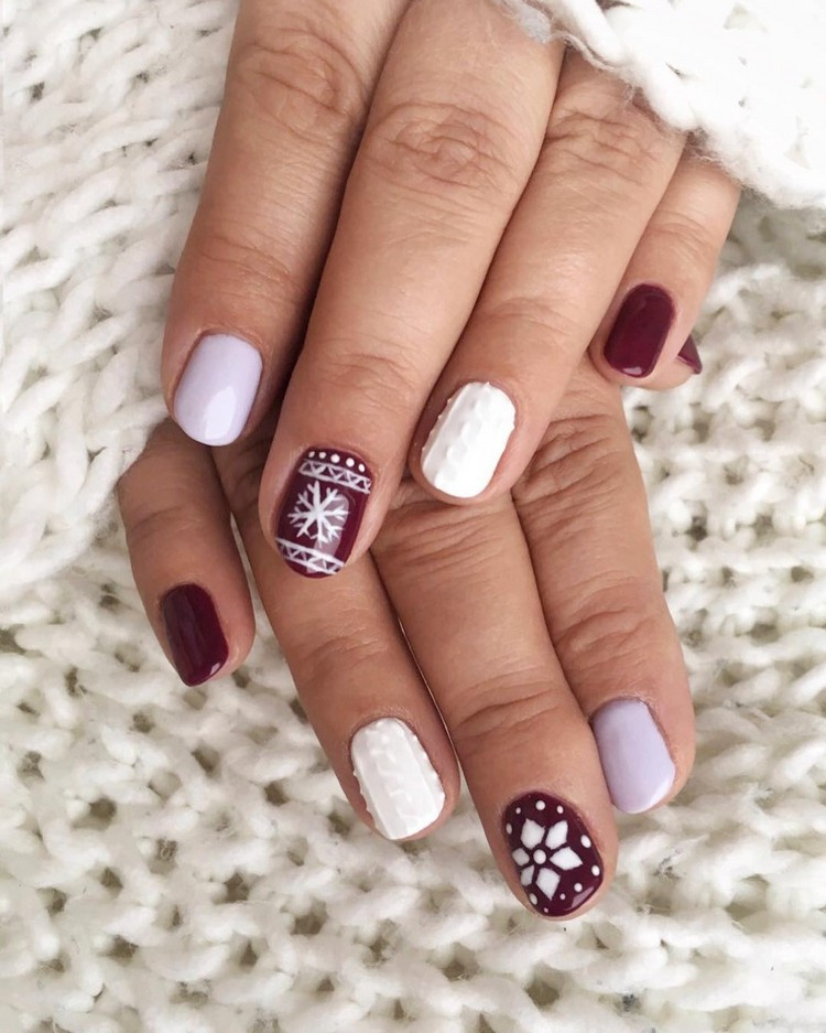 Nageldesign Weihnachten Muster
 Nageldesign für den Winter Knit Nails als aktueller