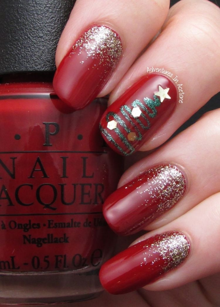 Nageldesign Weihnachten Rot
 nageldesign weihnachten silvester bilder klassisch elegant