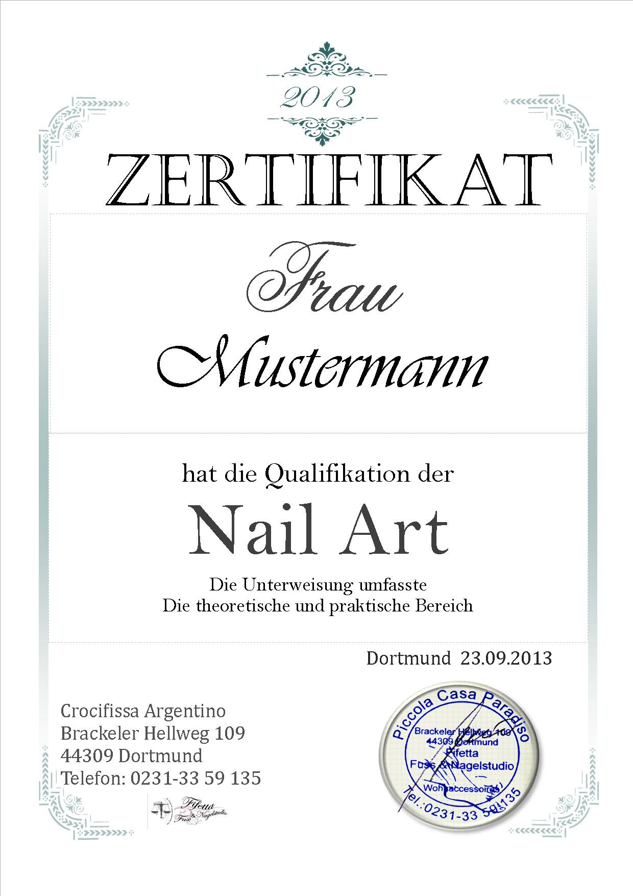 Nageldesign Zertifikat
 Diplom • Urkunden • Zertifikat 『♥』12 Diplom Urkunde