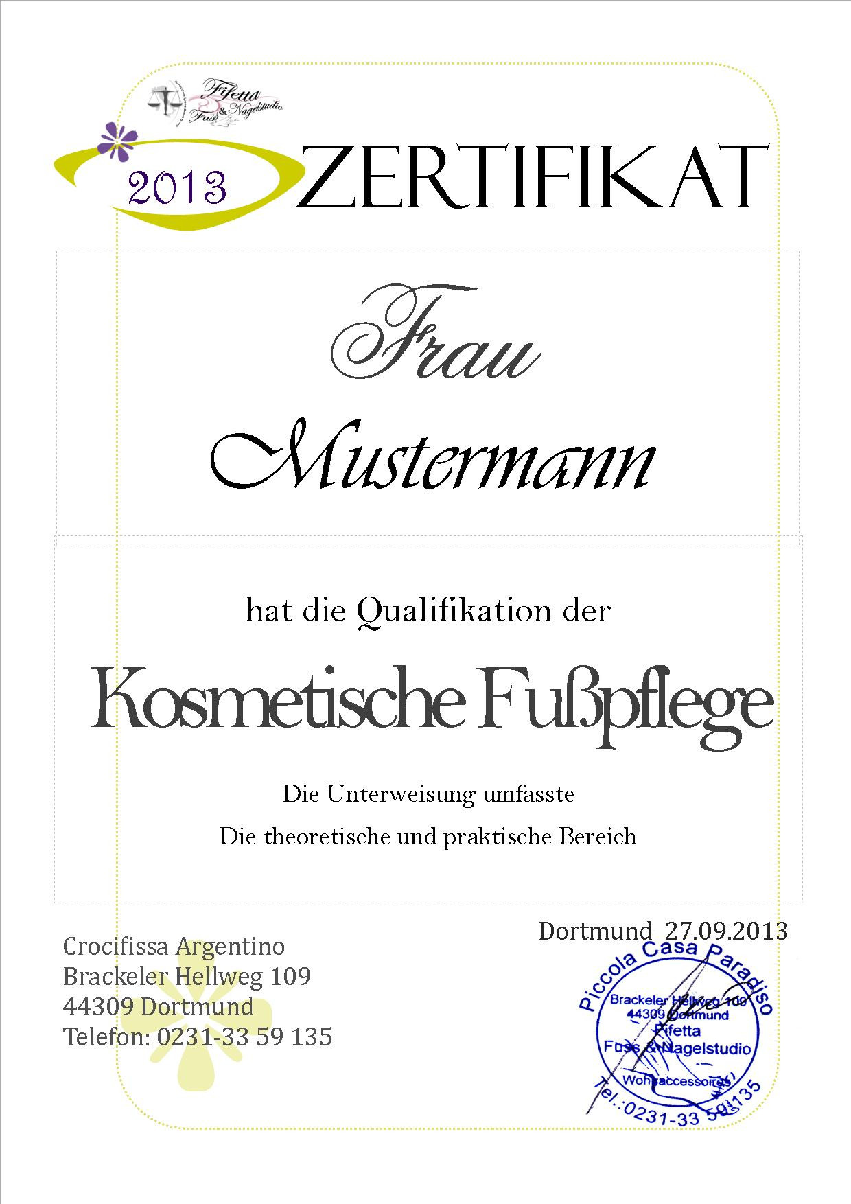 Nageldesign Zertifikat
 Diplom • Urkunden • Zertifikat 『♥』10 Diplom Urkunde