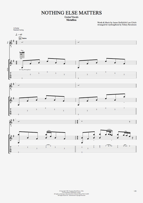 Nothing Else Matters Chords
 Nothing Else Matters by Metallica Guitar Vocals Guitar