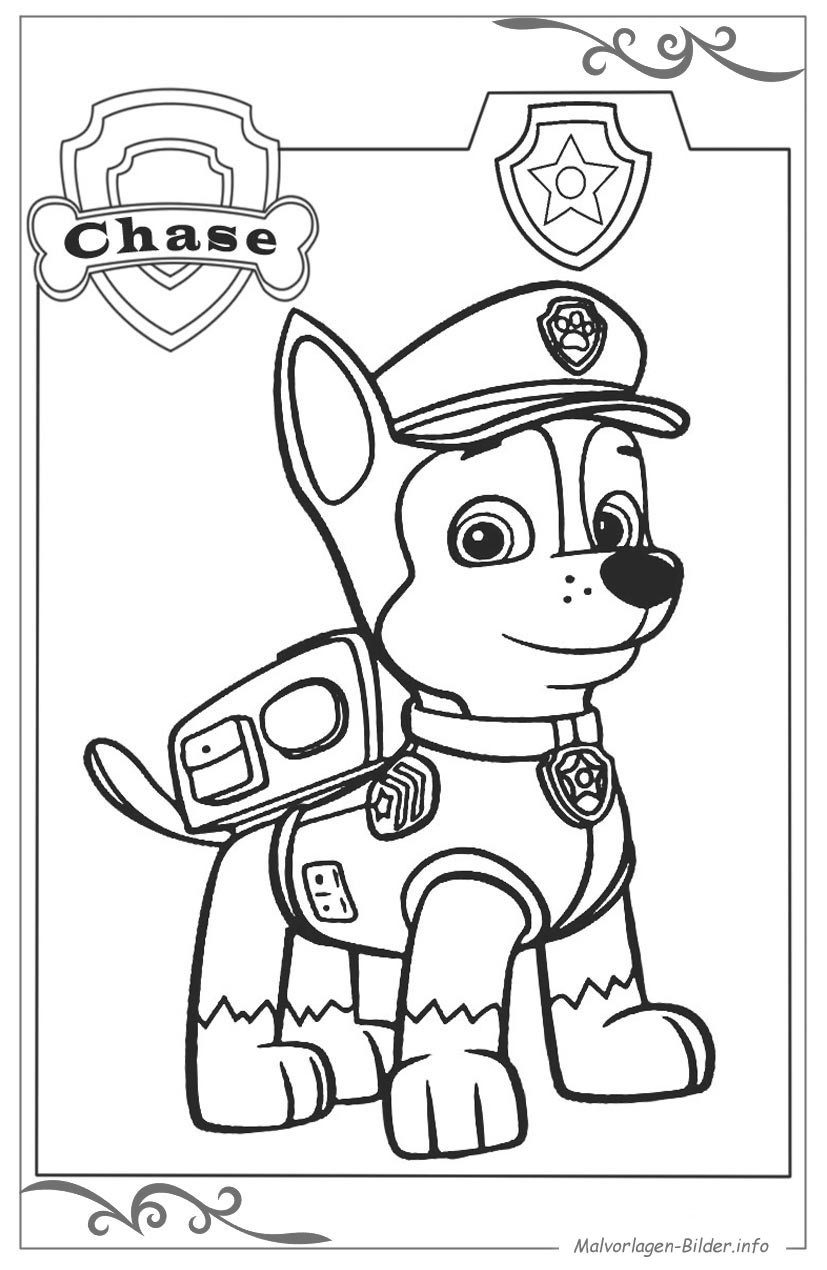 Paw Patrol Ausmalbilder Chase
 Paw Patrol kostenlose ausmalbilder für kinder zum gratis