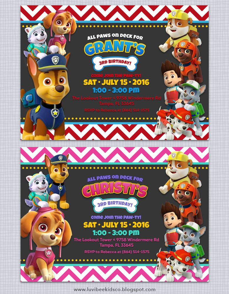 Paw Patrol Geburtstagsparty
 Free Paw Patrol Invitation printable Free paw patrol