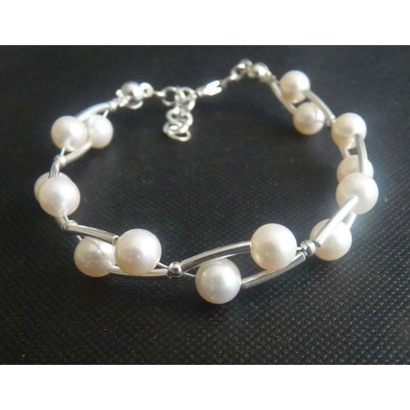 Perlenschmuck Hochzeit
 Zucht Perlenschmuck Hochzeit Echtsilber Armband