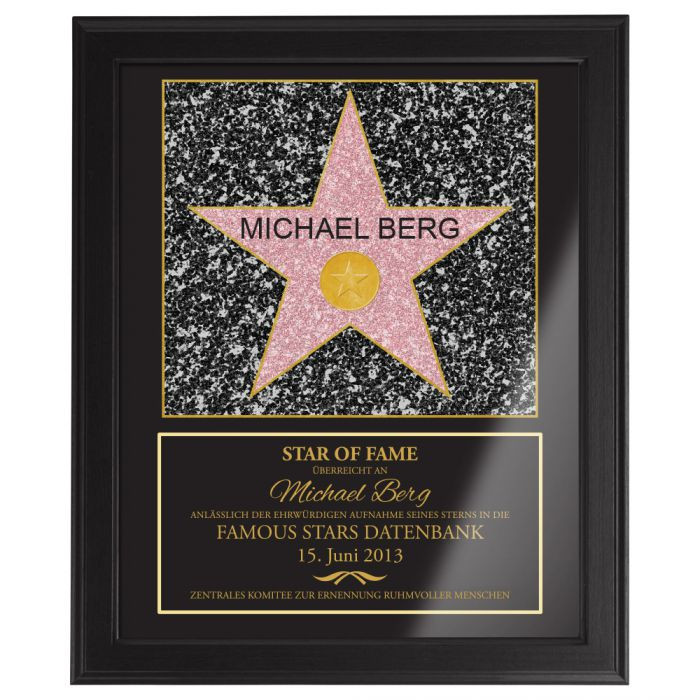 Personalisierte Geschenke Geburtstag
 Star of Fame personalisiertes Bild mit individueller Widmung