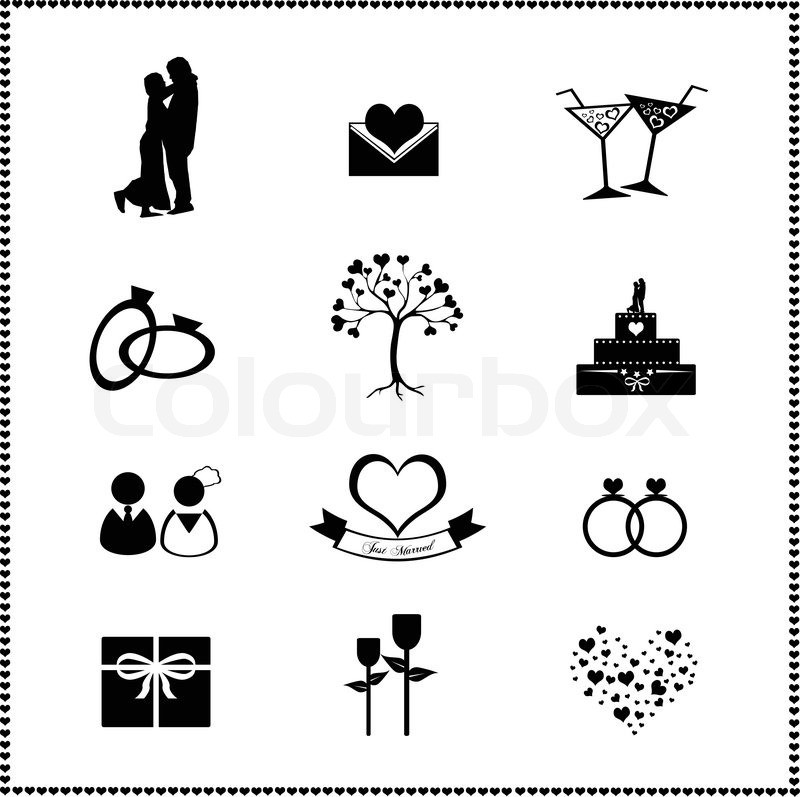 Piktogramm Hochzeit
 Set der Hochzeit Icons Vektorgrafik