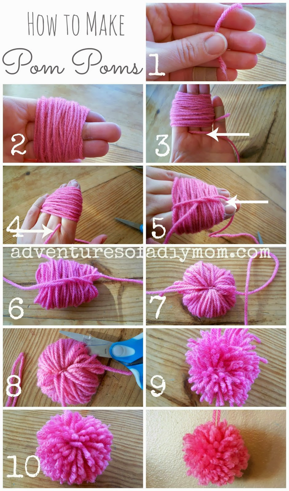 Pompoms Diy
 How to Make Pom Poms from Yarn Adventures of a DIY Mom