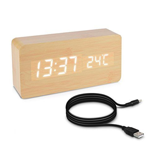 Praktische Geschenke Für Männer
 Holzwecker mit Digital Uhr und Temperaturanzeige